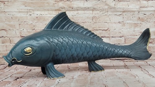 Bronze sculpture sea bas fish - sculpture,