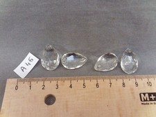 Pampilles de lustre ( lot de 4 ) en cristal, forme goutte 21 / 14  mm  (réf A46)