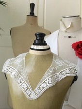 Col ancien Petite guipure Tulle re-brodé Costume ancien ( Vers 1900 )  CJB/137