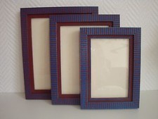 Lot de 3 cadres rayés bleu et
