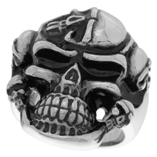 Bague biker gothique acier - gothique,