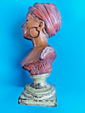 BUSTE FEMME ORIENTALE avec turban Signé Emmanuel VILLANIS sur socle