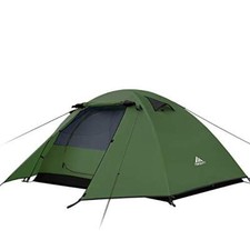 Tente 2Pers 4 Saisons Imperméable Anti UV Légère Pratique Double Dôme Vert foncé
