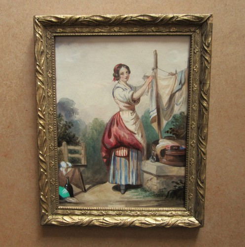 Aquarelle xixe encadrée - xixe,