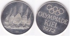Allemagne Médaille Jeux Olympiques 1972, Régate, voiliers en argent 999‰
