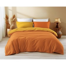 Housse de couette double face orange foncé/orange clair - 100 % coton, douce et 