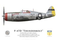 Print P-47D Thunderbolt, "Doogan", 22nd FS, 36th FG, Belgium, 1944 (by G. Marie)