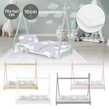 Lit tipi pour enfants en bois massif sommier à lattes/matelas 140x70 cm á choix