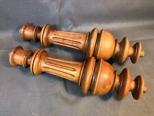 Lot 2 anciennes colonnes bois tourné balustre noyer sculpté meuble ancien