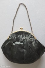 Sac soirée minaudière soie noire ancien