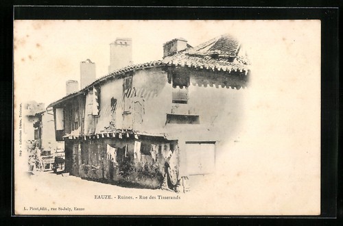 Cpa eauze ruines rue - eauze,, des