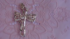 Superbe Pendentif  CROIX argentée VINTAGE CHRISTIAN LACROIX Pendant rhinestones