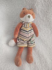 DOUDOU MOULIN ROTY LA GRANDE FAMILLE RENARD SALOPETTE RAYE ORANGE 20cm