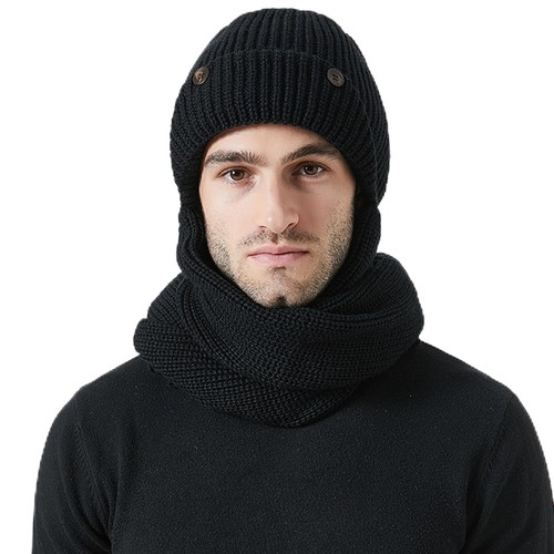Bonnet écharpe tricoté hiver - Écharpe,