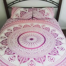Reine Indien Ombre Mandala Housse de Couette Coton Couverture Avec 2 Oreiller