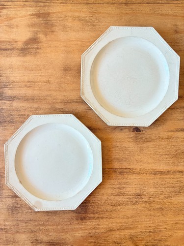 Paire assiettes octogonales