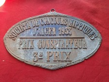 Plaque En Fonte Ste De Concours  Hippiques D'Alger 1933