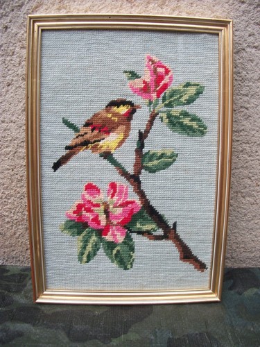 Cadre bois ancien oiseaux24 - bois,