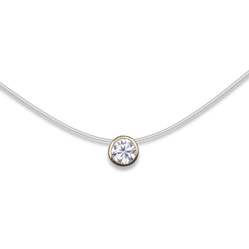 Collier plaqué zirconium - or,