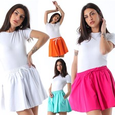 Shorts Pantalon Gonna À Roue Coulisse Coton 3112