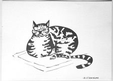 MADY DE LA GIRAUDIERE Lithographie noir et blanc. CHAT N°3. Ed. Grésivaudan 1992