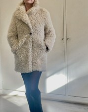 Manteau marque Liu Jo veste en fausse  fourrure beige crème T S doubler poches