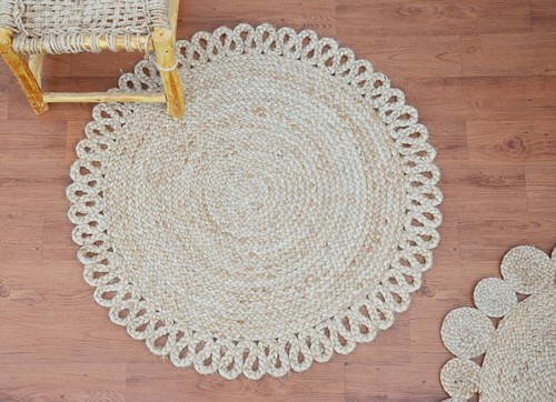 Tapis rond tressé jute - tressé,