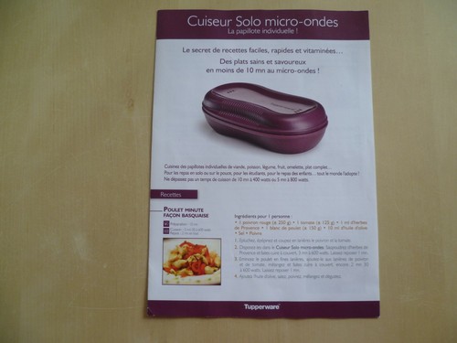 Tupperware neuve fiche du - neuve,