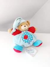 Peluche/Doudou Ours Boule Bleu Rouge Bonnet Arbre Oiseau Pois Grelots Kaloo 2013
