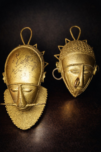 Lot masques africains bronze - 2,