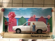 ANCIENNE AFFICHE GARAGE RENAULT 12 TS SOCIETE 99 X 62CM