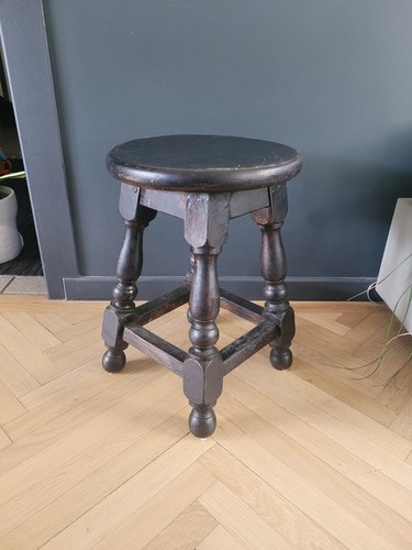 Tabouret ancien bois pieds - en,