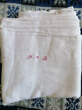 Drap ancien toile de lin blanc
