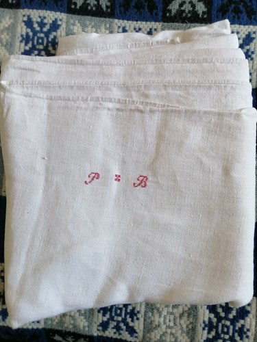 Drap ancien toile lin - drap, blanc