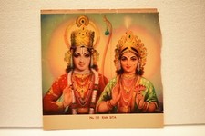 Vintage Lithographie Imprimé RAM Sita Ramayana Calendrier Art Peinture By Ramu
