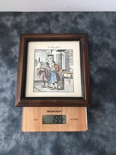 Ancien Tableau Métier Gravure Peinte Main. Vintage. Décoration Murale Lunettier