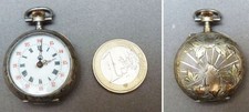 Montre col  à gousset argent massif  + or 19 s silver pocket watch fonctionne