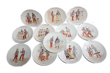 Série de 12 assiettes parlantes en faïence de Lunéville "les Réservistes"