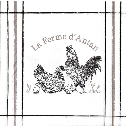 Serviettes papier poule coq - papier,