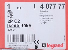 Legrand 4 077 77 Disjoncteur DX³6000 10kA 2P 230-400V 2A courbe C. 407777