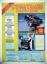 PUBLICITE-ADVERTISING :  CHINON 606S Caméra Super 8  1976 Projecteur C8000