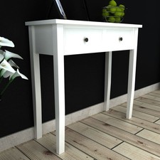 Table de Console Coiffeuse 2 Tiroirs Blanc Salon Bureau Table d'Appoint vidaXL