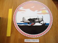 PLAQUE émaillée Ronde AVION HYDRAVION L&G Design BD style TINTIN HERGé plane