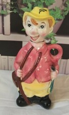 Bouteille Liqueur Vintage En Barbotine Forme Pêcheur