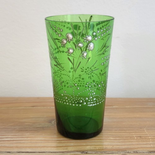 Verre gobelet vert décor - verre, à
