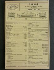 Fiche technique automobile TALBOT SOLARA  GLS - SX