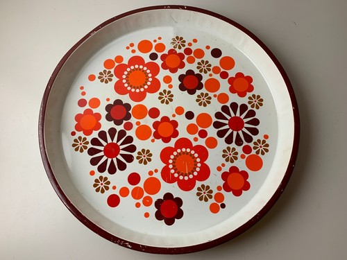 Plateau metal fleurs vintage - plateau,