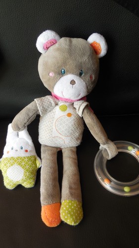 Doudou peluche ours - ours, rose