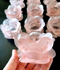 2 TULIPES VERRE  FORME PETALE DE ROSE POUR LUSTRE OU APPLIQUE,PATE DE VERRE