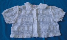 Corsage ancien de Cérémonie blanc en dentelle coton blanc bébé poupée  N30a